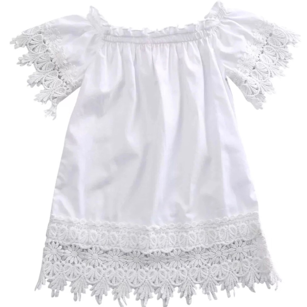 Off shoulder white cotton party dress👑